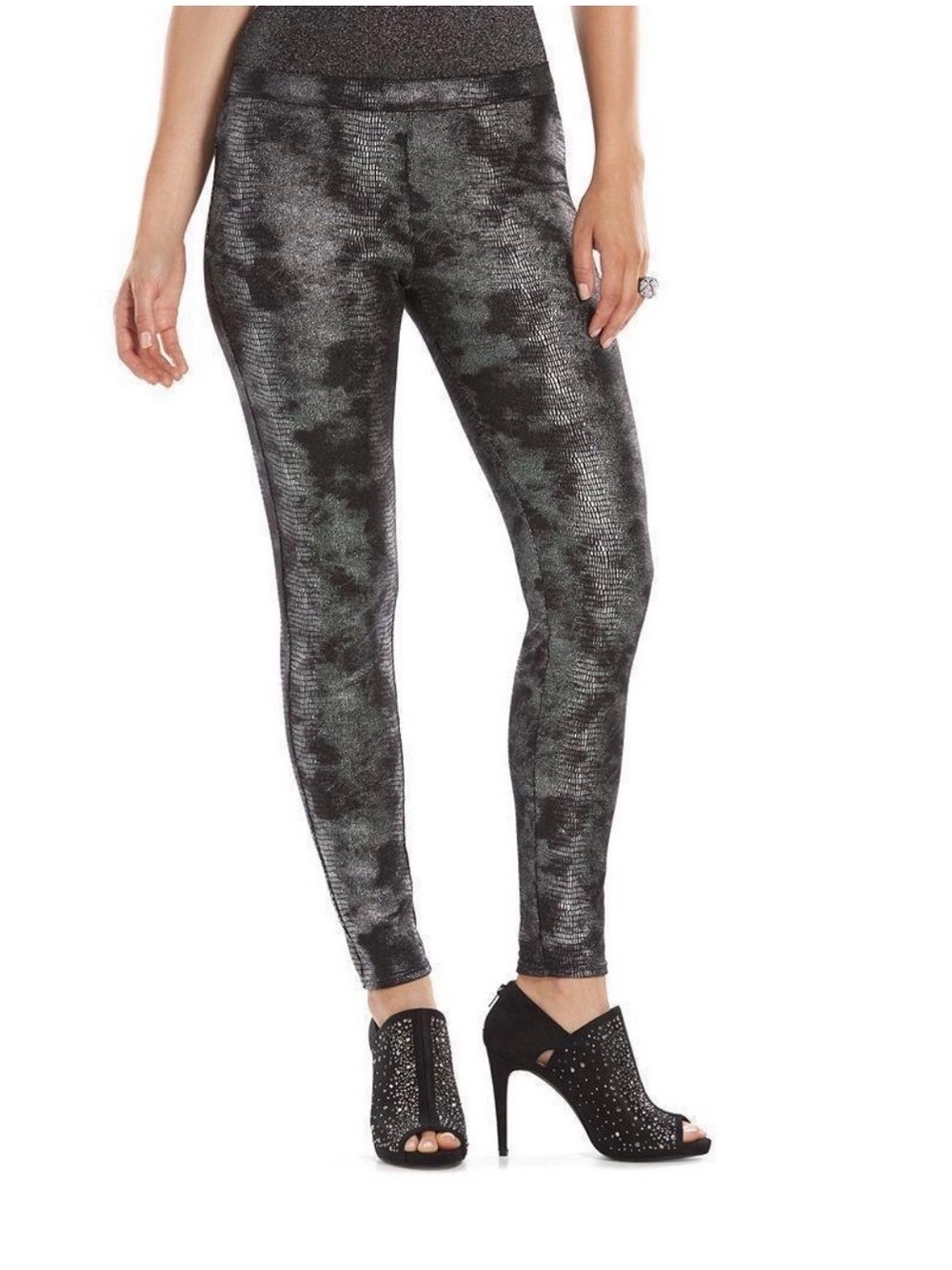 Jennifer Lopez Silver Black Snakeskin Mid Rise Skinny Pants Jeggings Size 3X NWT